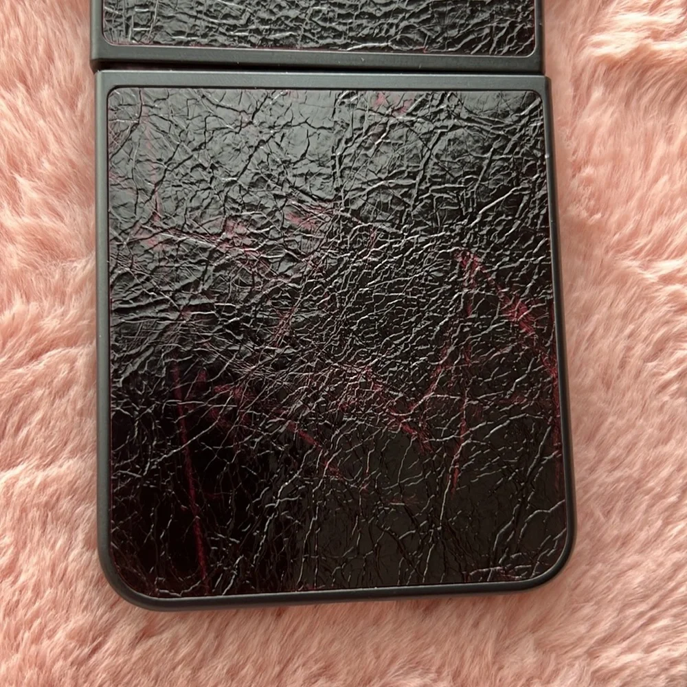 For Samsung galaxy z flip 4, z flip4 5G phone case leather dark burgundy